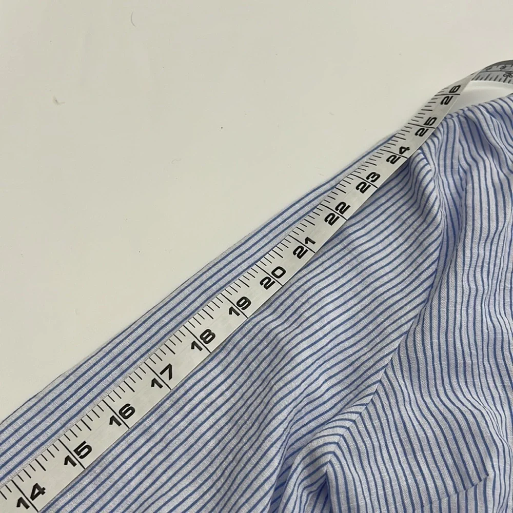 L’ Academie romantic sleeve blue & white pinstripe shirt size S - Picture 16 of 16